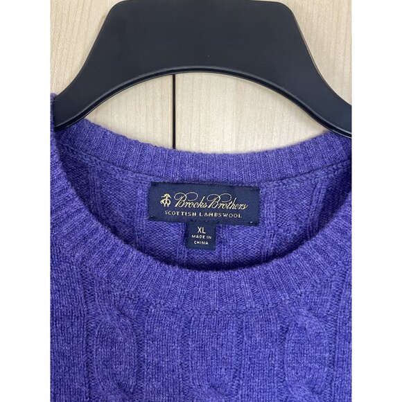 Brooks Brothers Sweater Mens XL Cable Knit Fisherman Wool Preppy Crew Business - Picture 2 of 6